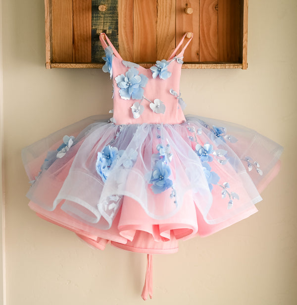 READY to SHIP: Talya Shortie in Pink and Blue: Size 3t, fits 12months-5T