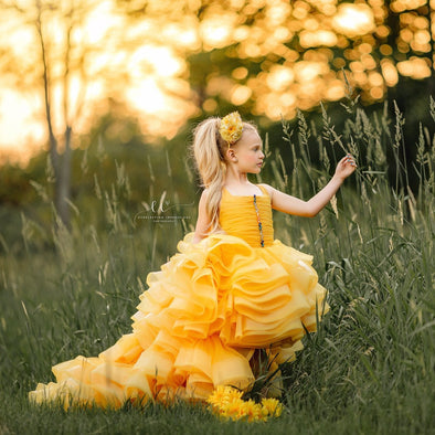 RESERVED for Little Dreamers INSIDERS: Traveling Rental Dress: "Sunny" High/Low: Size 10, fits sizes 7-12