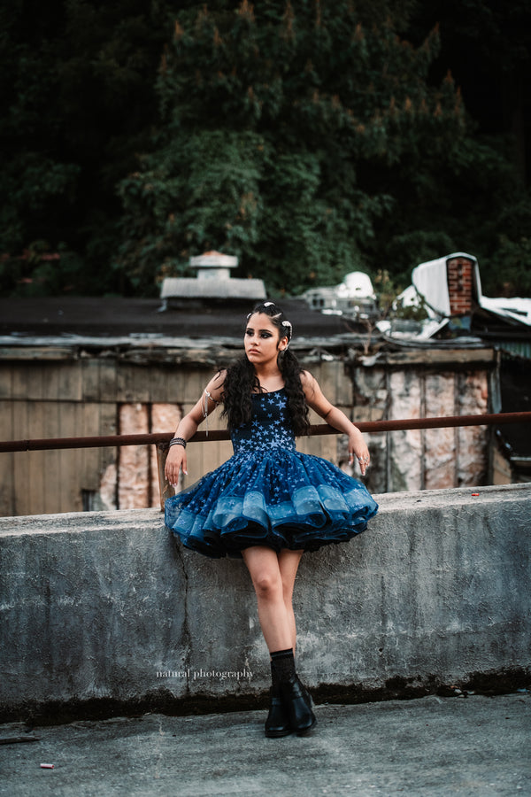Traveling Rental Dress: The Sapphire Shortie Gown: Size 12, fits 8-petite 16