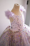 RESERVED for Little Dreamers INSIDERS: Traveling Rental Dress: "Lavender Stars" with Cotton Candy Waterfall Overlay (REMOVABLE): Size 8, fits 6-10