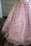 RESERVED for Little Dreamers INSIDERS: Traveling Rental Dress: "Lavender Stars" with Cotton Candy Waterfall Overlay (REMOVABLE): Size 8, fits 6-10