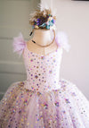 RESERVED for Little Dreamers INSIDERS: Traveling Rental Dress: "Lavender Stars" with Cotton Candy Waterfall Overlay (REMOVABLE): Size 8, fits 6-10