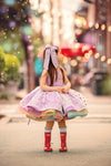 RESERVED for Little Dreamers INSIDERS: Traveling Rental Dress: "Lavender RAINBOW Polka Dot": REVERSIBLE: Size 6, fits 4-8