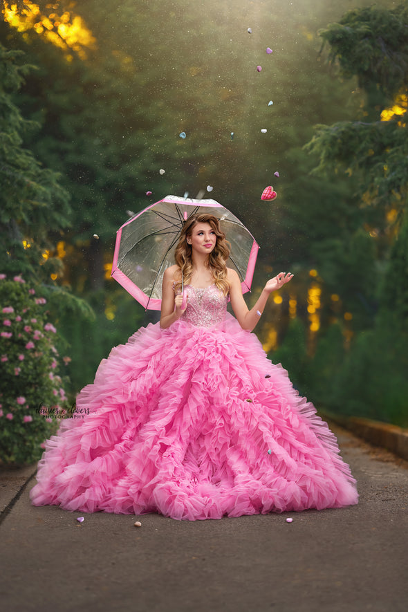 6th Annual Clearance Sale: RETIRED RENTAL: Pink Barbie Gown: Flex Sizing due to Lace-up back: Adult Size 2, fits 00-8