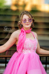 Traveling Rental Dress: "Pink Barbie Hi-Low": Size 12, fits sizes 8-petite 16