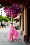 Traveling Rental Dress: "Pink Barbie Hi-Low": Size 12, fits sizes 8-petite 16