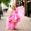 Traveling Rental Dress: "Pink Barbie Hi-Low": Size 12, fits sizes 8-petite 16