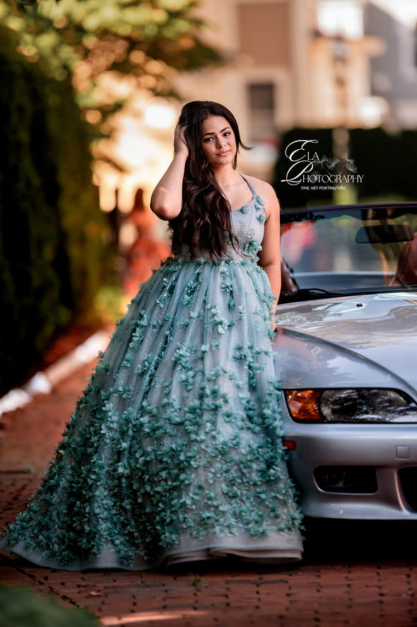 Traveling Rental Dress: The "Silver Sage" Gown: Size 16, fits youth 10-Adult M/L (NEW BODICE STYLE!!!)