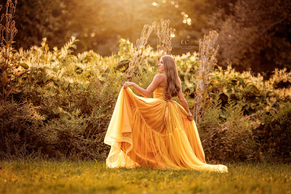 RETIRED RENTAL CLEARANCE SALE: Yellow Momma Dress: Size 16, fits youth 10-adult XL