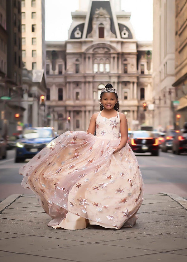 Traveling Rental Dress: The North Star in Champagne: Size 10, fits 8-12 +
