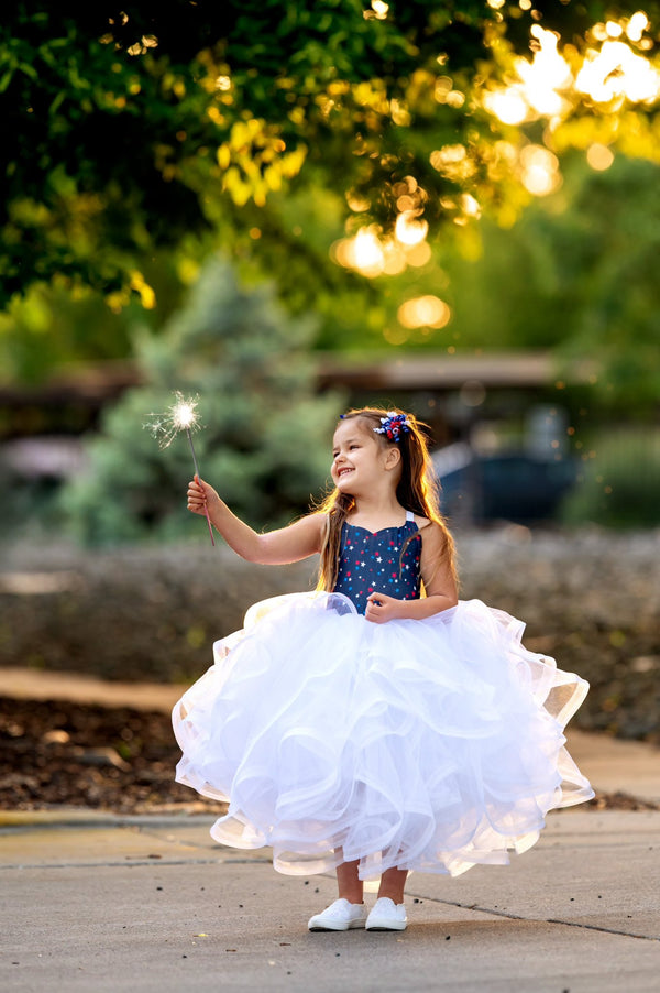 RETIRED RENTAL CLEARANCE SALE: Independence Day WHITE: Size 8, fits 5-12 +