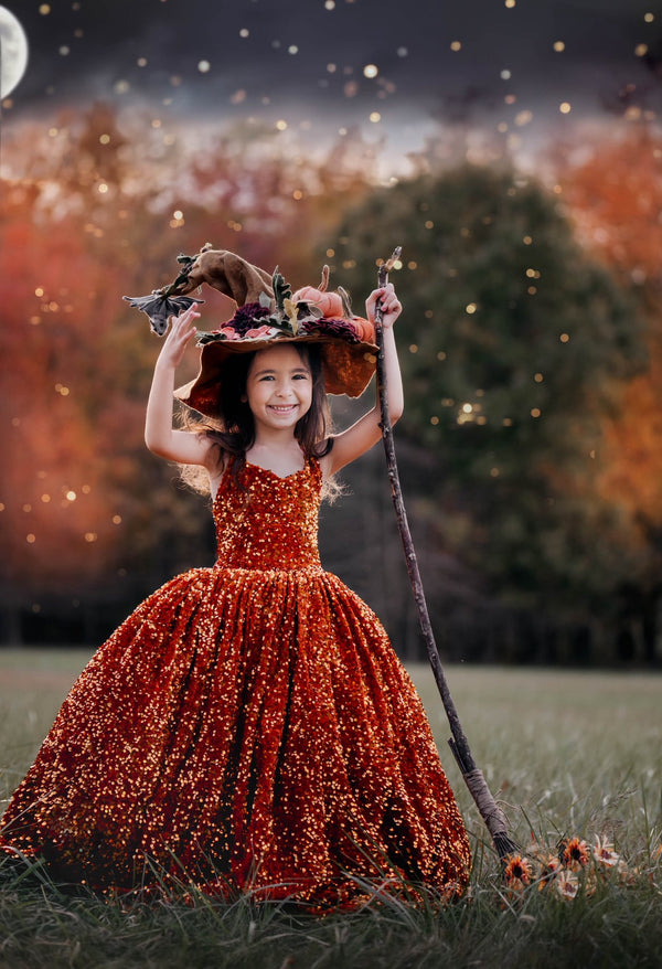 PRE-ORDER: "Autumn” in Rust Orange Velvet Sequins