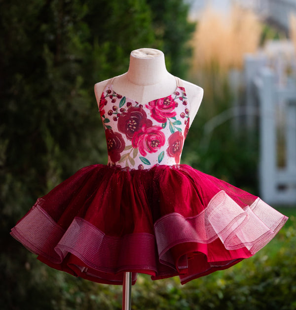 READY to SHIP Sale: Size 4, fits 2-6: Fiona Stripes in Burgundy