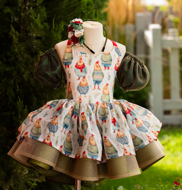 RTS Sale: Size 6, fits 4-8: 'Chicken in a Sweater'