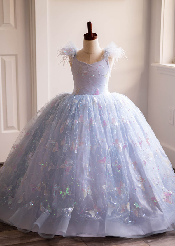 Traveling Rental Dress: The "Blue Butterflies" Gown: Size 6, fits sizes 4-8