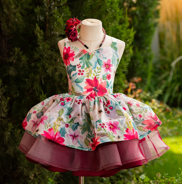 RTS Sale: Size 6, fits 4-8: 'Painted Poinsettias'
