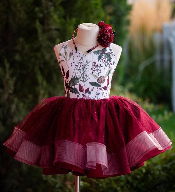 READY to SHIP Sale: Size 6, fits 4-8: 'Burgundy Fauna'