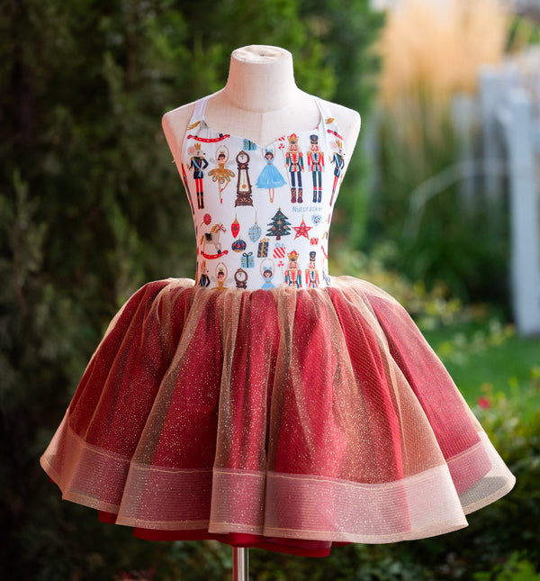 RTS Sale: Size 8, fits 6-10: 'Classic Nutcracker in Red and Gold'