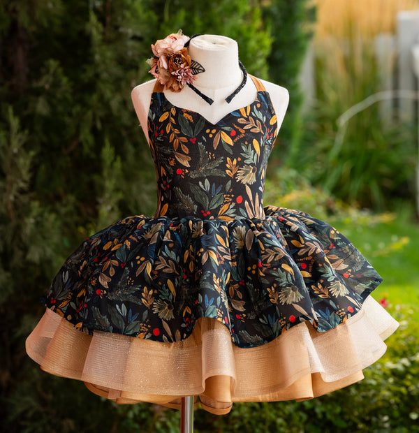 RTS Sale: Size 6, fits 4-8: 'Gold Holly'