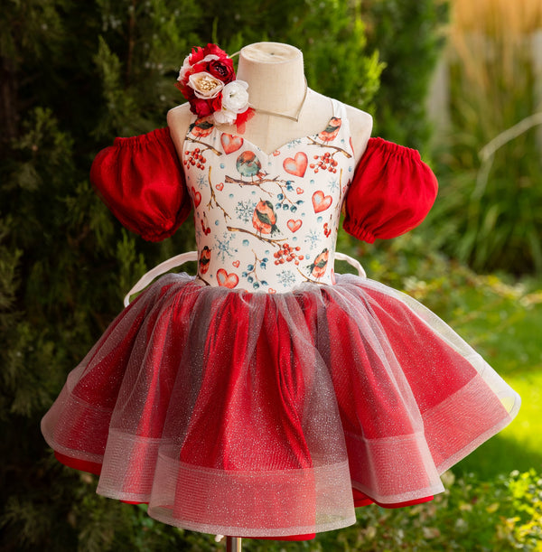 READY to SHIP Sale: Size 6, fits 4-8: 'Winter Love Birds'