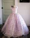 RESERVED for Little Dreamers INSIDERS: Traveling Rental Dress: "Lavender Stars" with Cotton Candy Waterfall Overlay (REMOVABLE): Size 8, fits 6-10