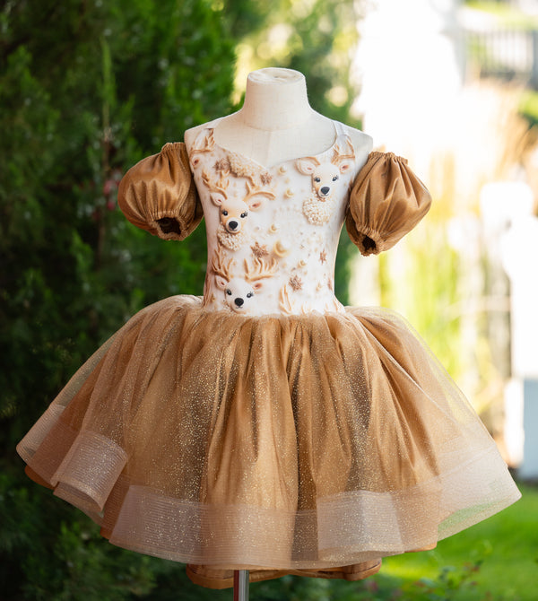 Pre-Order: Prancing Reindeer Dress with Glitter Skirt