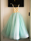 RESERVED for Little Dreamers INSIDERS: Traveling Rental Dress: Oranges on Aqua: Size 5, fits 3-7