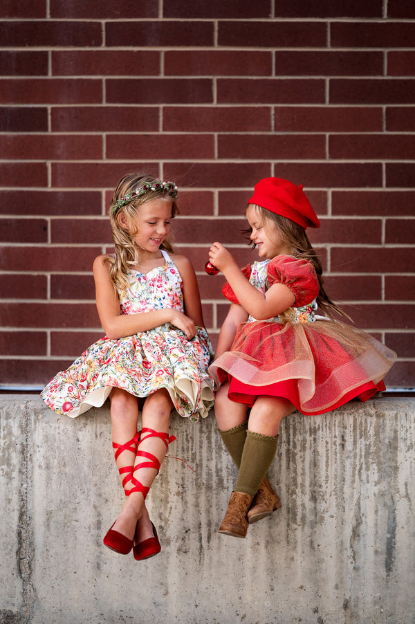 Traveling Rental Dress: The Poinsettia Sister Set: size 6 and 8