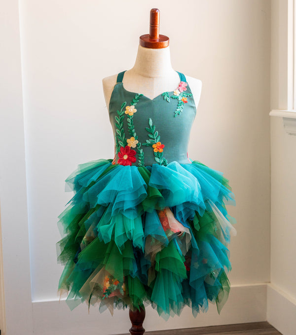 READY to SHIP: Teal Amelia Boho Fairy Dress: size 8, fits 6-10 +