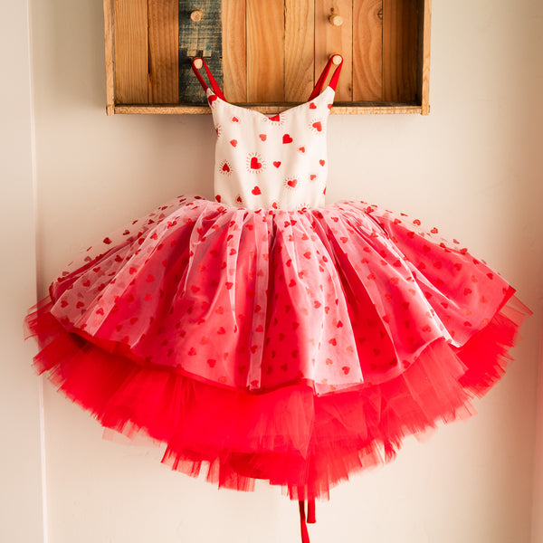 Love Pop with Tutu: REVERSIBLE V-Day Dress: Size 6, fits 2-10: READY TO SHIP