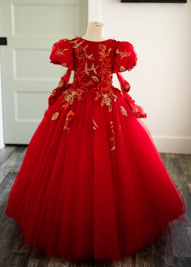 6th Annual Clearance Sale:BRAND NEW: The Clara Gown in Red and Gold