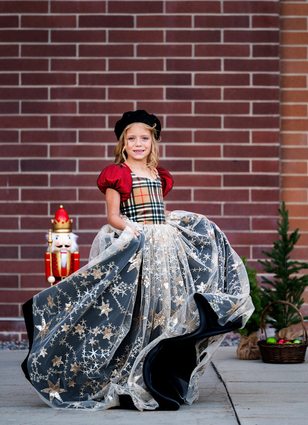 RETIRED RENTAL CLEARANCE SALE: The Stella Noir Gown: Size 8, fits 6-10