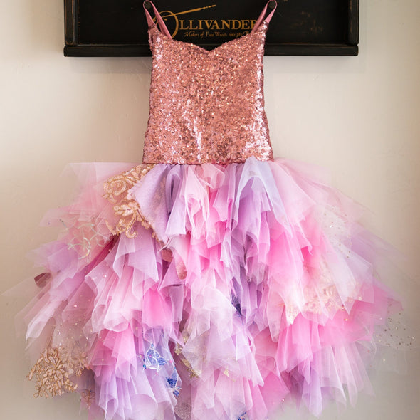 READY to SHIP SALE: Pink Sparkle Boho Fairy Dress: Size 8, fits 6-10 +