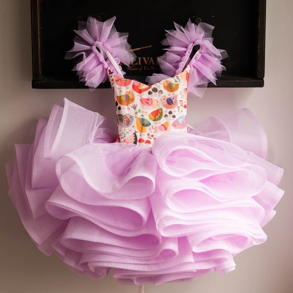 READY to SHIP: Lovely Little Hens in Lavender: Size 3T, fits 1-5