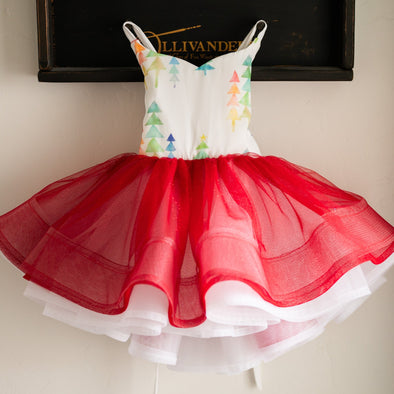 REDUCED!!! READY to SHIP SALE: Red Glitter Rainbow Christmas: Size 3T, fits 1-5