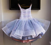 READY to SHIP SALE: SPRING 2024: Periwinkle Flocked Dots with Pink and Pearls: Flip Dress: R E V E R S I B L E: Size 7, fits 5-9 +