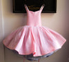 READY to SHIP SALE: SPRING 2024: Periwinkle Flocked Dots with Pink and Pearls: Flip Dress: R E V E R S I B L E: Size 7, fits 5-9 +