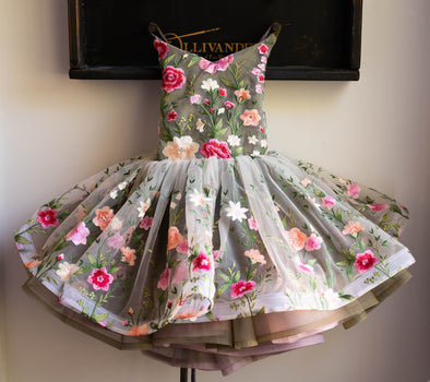 READY to SHIP SALE: Fall Floral: Olive and Dusty Lavender: Flip Dress: R E V E R S I B L E: Size 6, fits 4-8 +