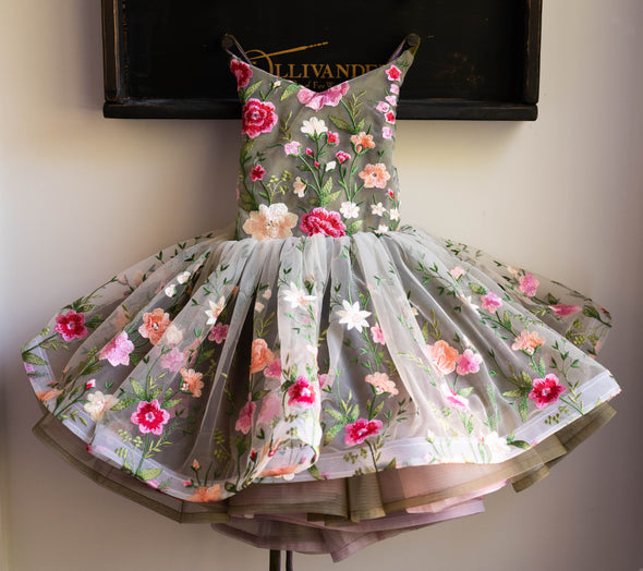 READY to SHIP SALE: Fall Floral: Olive and Dusty Lavender: Flip Dress: R E V E R S I B L E: Size 6, fits 4-8 +