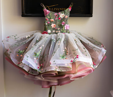 READY to SHIP SALE: Fall Floral: Olive and Blush: Flip Dress: R E V E R S I B L E: Size 5, fits 3-7 +