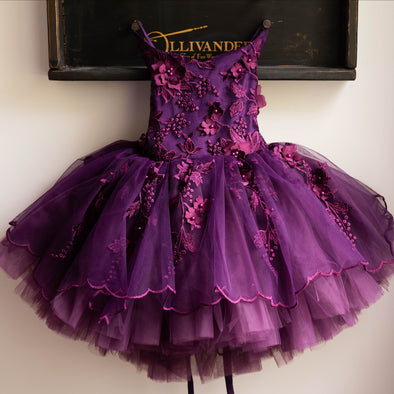 READY to SHIP SALE: Eggplant Dahlia Shortie with Tutu: Size 4/5, fits 2-7