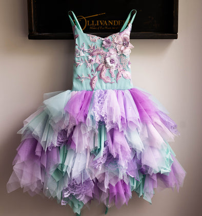 READY to SHIP SALE: Aqua and Lavender Mermaid Boho Dress: Size 6, fits 4-8 +