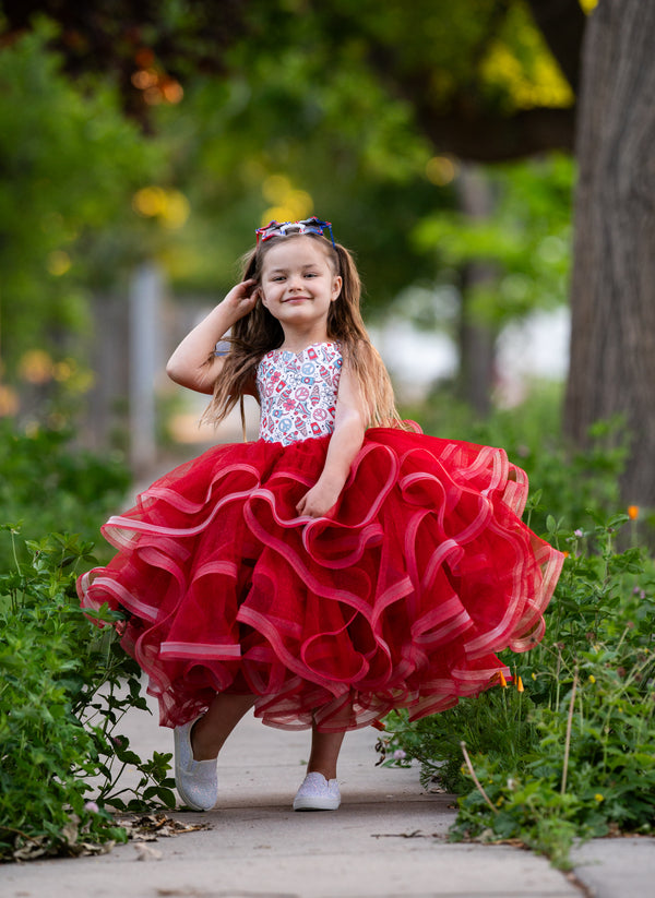 RETIRED RENTAL CLEARANCE SALE: Independence Day RED: Size 8, fits 5-12 +