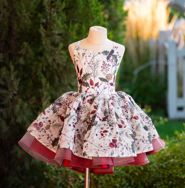 READY to SHIP: The 'Burgundy Fauna' Dress: Size 8, fits 6-10