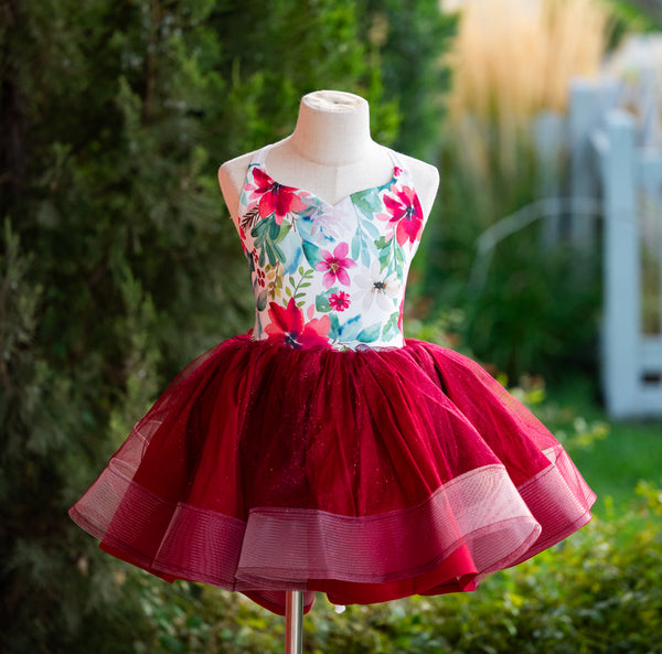 READY to SHIP Sale: Size 6, fits 4-8: 'Watercolor Winter Florals'