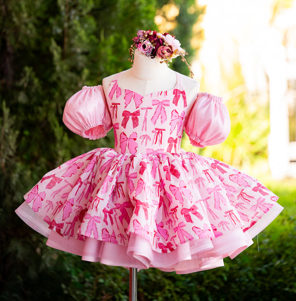 RTS Sale: Barbie Girl in Bows: size 5, fits 3-7