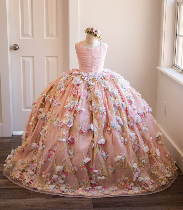 RETIRED RENTAL CLEARANCE SALE: "Petals and Plumes" Gown: Size 8, fits 6-10 (Wings NOT included)