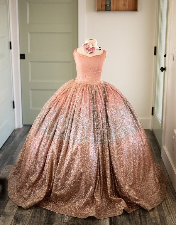 Traveling Rental Dress: Rose Gold Glitz: Size 10, fits 8-12