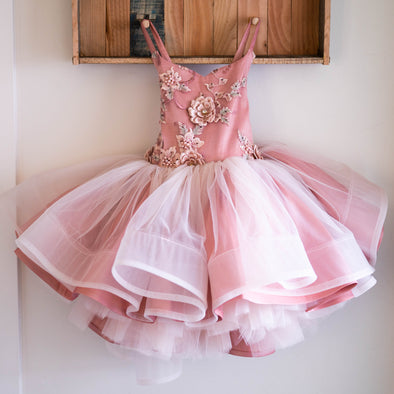 READY to SHIP SALE: Rose Cherry Blossom with Tutu Sewn In: Size 6, fits 4-8 +