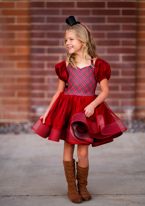 Pre-Order: The Scarlet Plaid Dress with Glitter Skirt